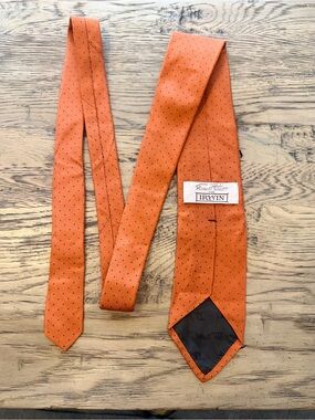 Robert Talbott Orange Tie with Navy Microdots